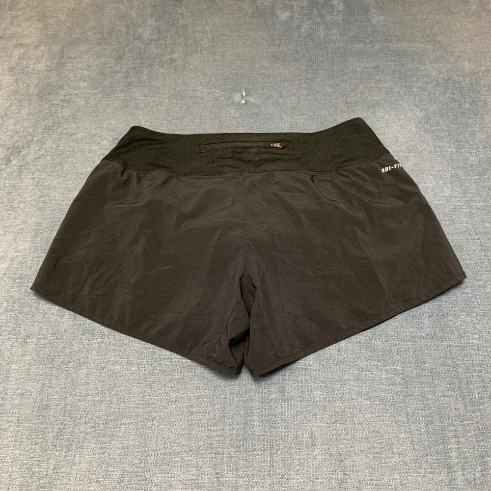 Nike Dri Fit Running Shorts Womens Small Black Stretch Logo Elastic Waist Sport